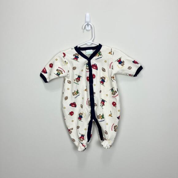 Vintage Baby Healthtex Teddy Bear Football Footie - Picture 1 of 7